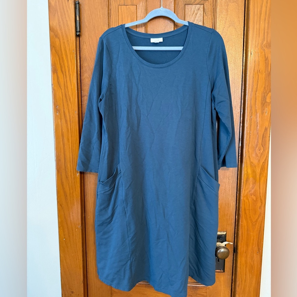 JJill  Blue scoop neck cozy stretch knit material